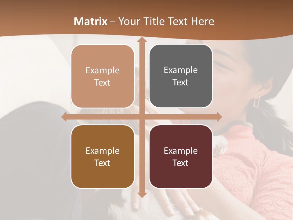 Smiling Asian Woman With Puppy On Her Lap. Square. PowerPoint Template