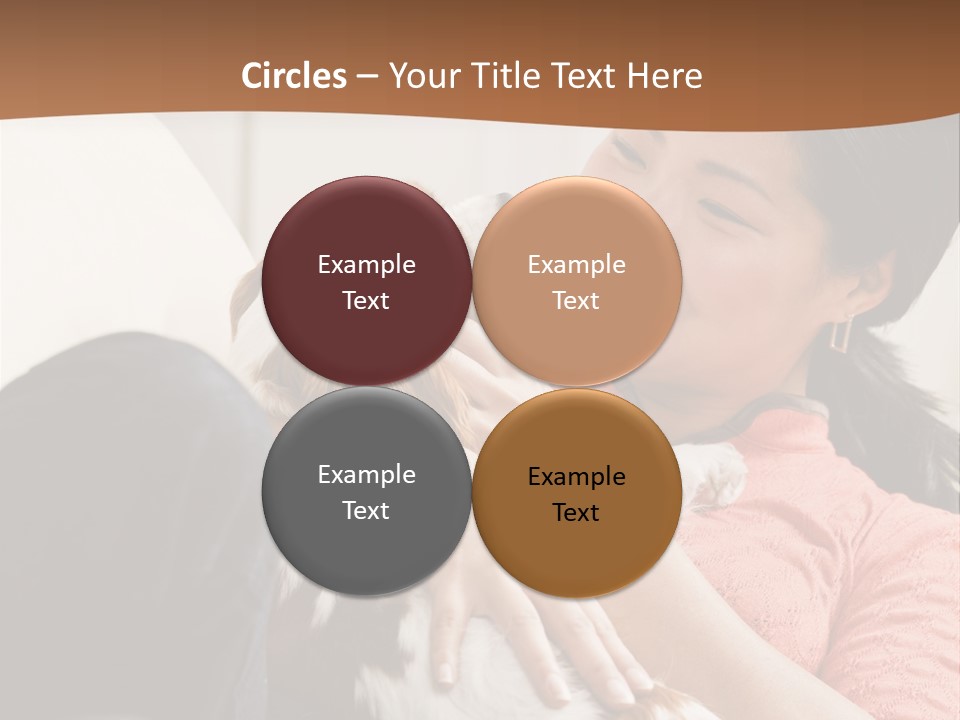 Smiling Asian Woman With Puppy On Her Lap. Square. PowerPoint Template