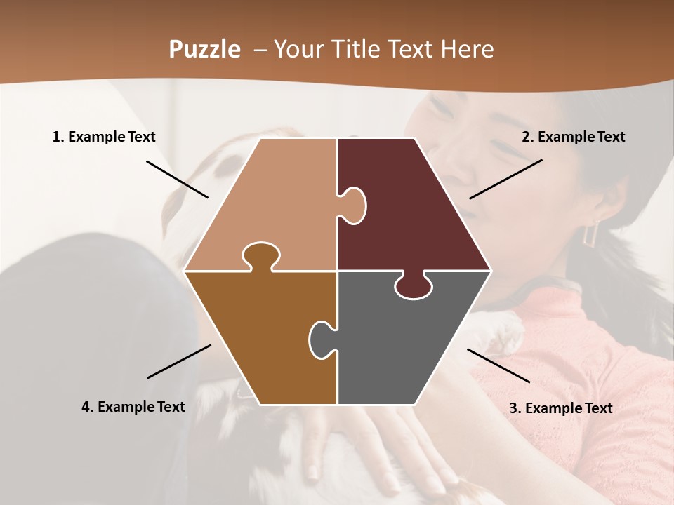 Smiling Asian Woman With Puppy On Her Lap. Square. PowerPoint Template