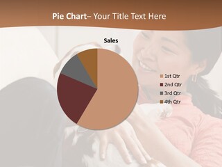 Smiling Asian Woman With Puppy On Her Lap. Square. PowerPoint Template