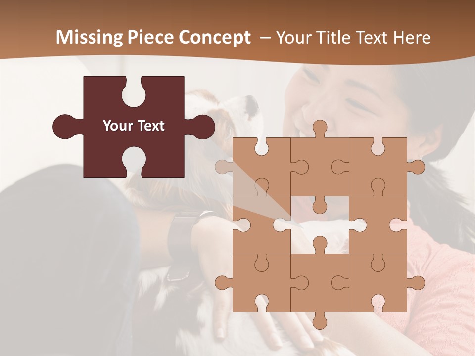 Smiling Asian Woman With Puppy On Her Lap. Square. PowerPoint Template