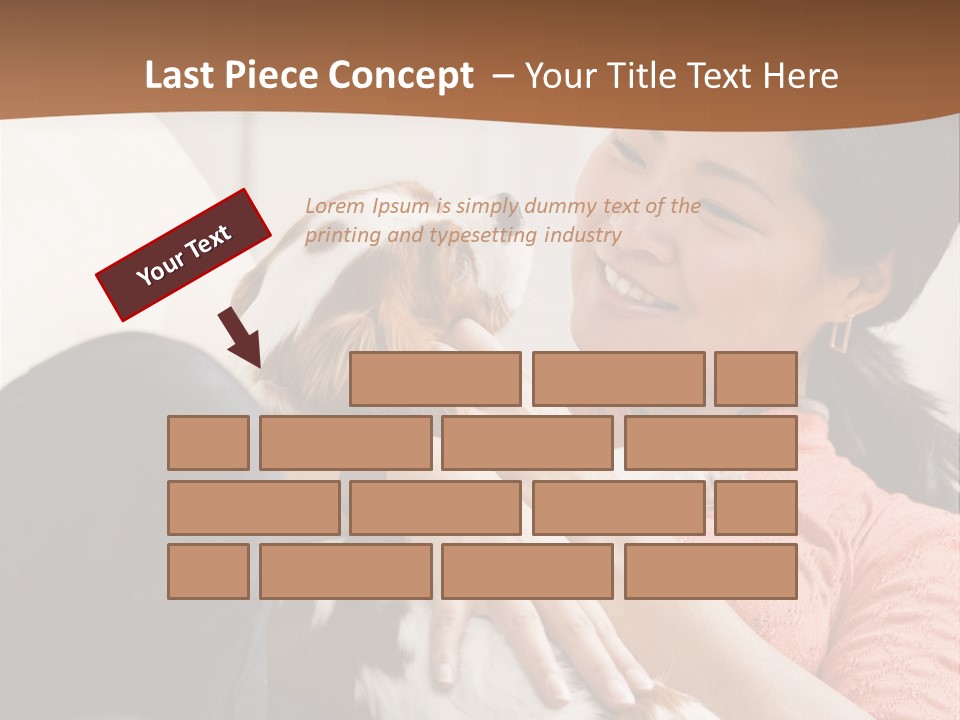 Smiling Asian Woman With Puppy On Her Lap. Square. PowerPoint Template