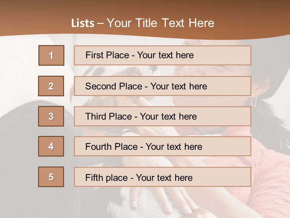 Smiling Asian Woman With Puppy On Her Lap. Square. PowerPoint Template
