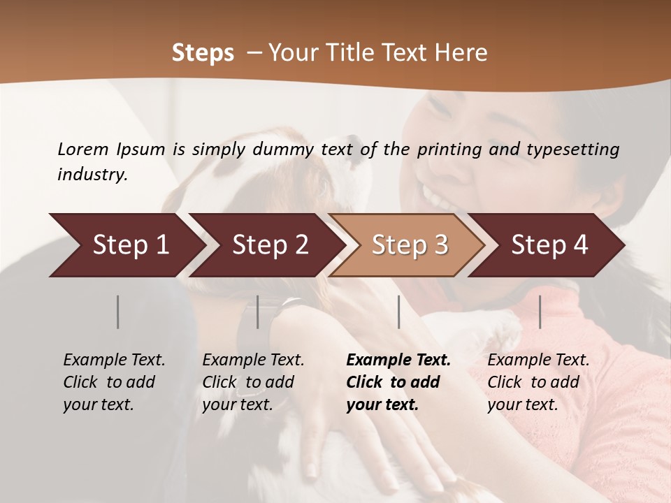 Smiling Asian Woman With Puppy On Her Lap. Square. PowerPoint Template