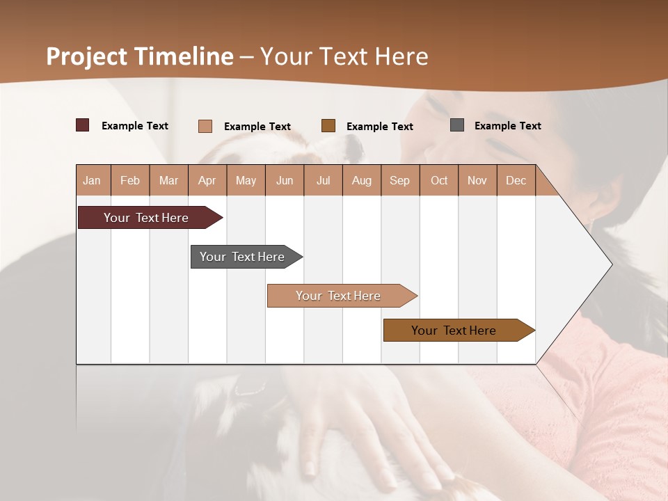 Smiling Asian Woman With Puppy On Her Lap. Square. PowerPoint Template