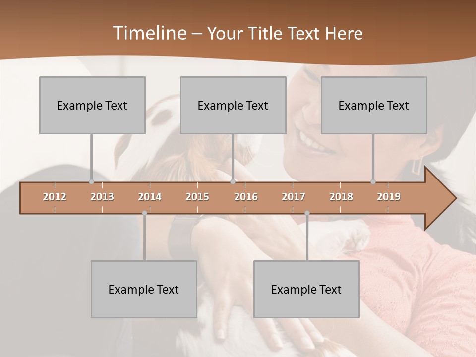 Smiling Asian Woman With Puppy On Her Lap. Square. PowerPoint Template