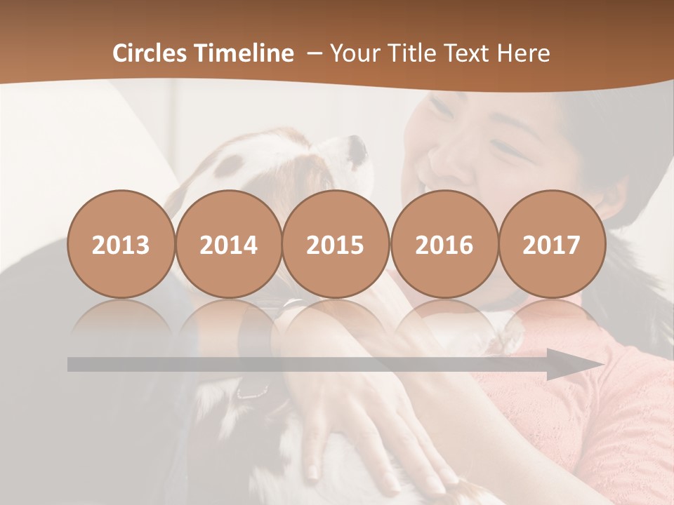 Smiling Asian Woman With Puppy On Her Lap. Square. PowerPoint Template