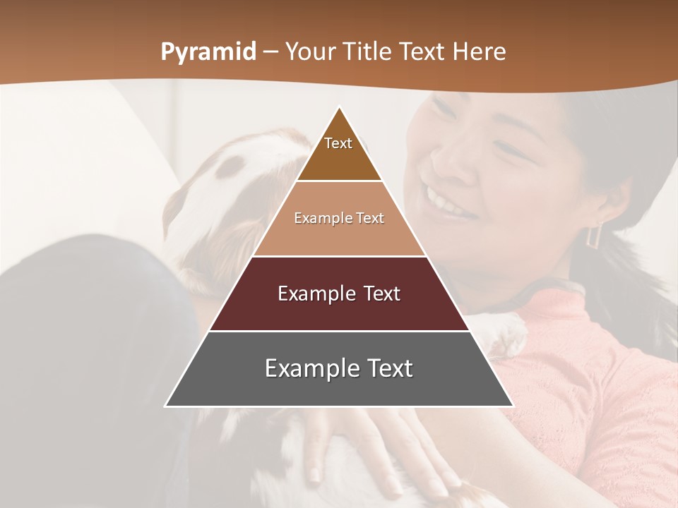 Smiling Asian Woman With Puppy On Her Lap. Square. PowerPoint Template