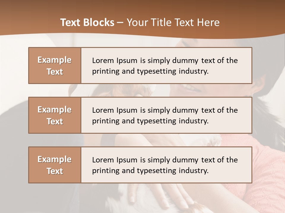 Smiling Asian Woman With Puppy On Her Lap. Square. PowerPoint Template