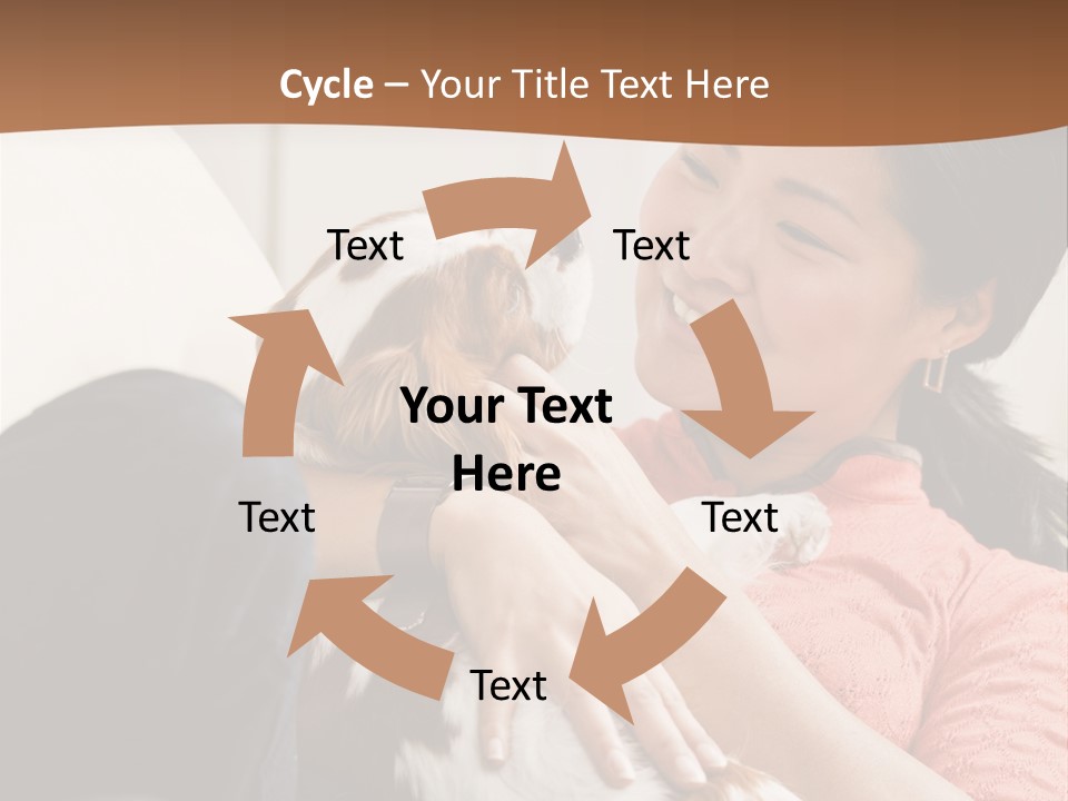 Smiling Asian Woman With Puppy On Her Lap. Square. PowerPoint Template