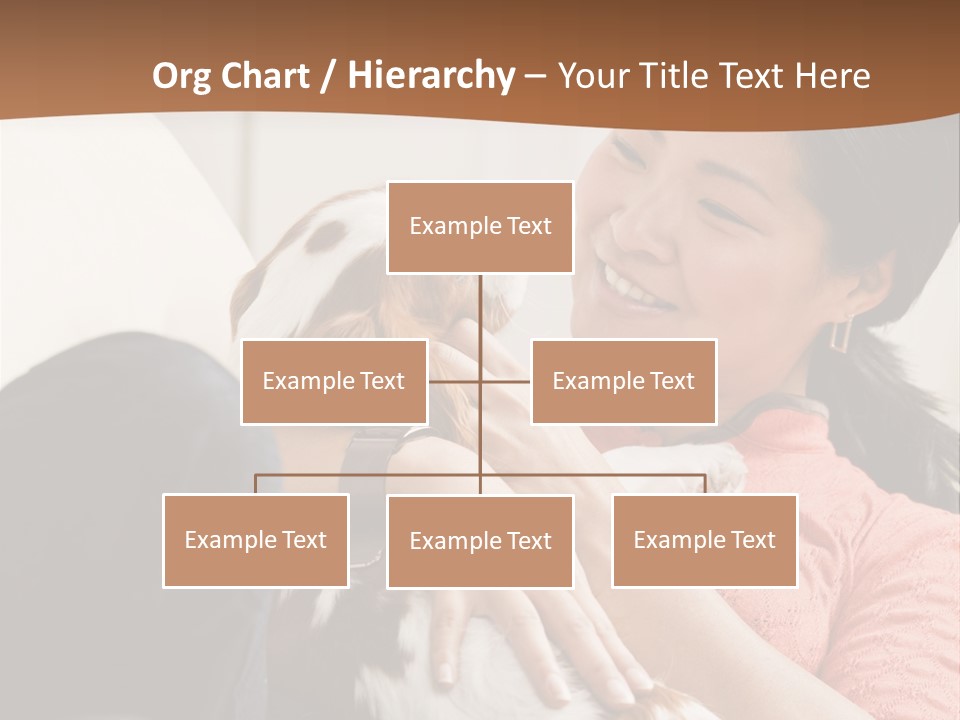 Smiling Asian Woman With Puppy On Her Lap. Square. PowerPoint Template