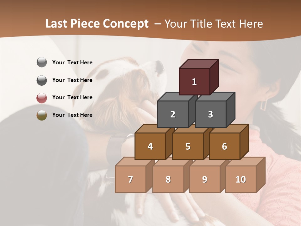 Smiling Asian Woman With Puppy On Her Lap. Square. PowerPoint Template