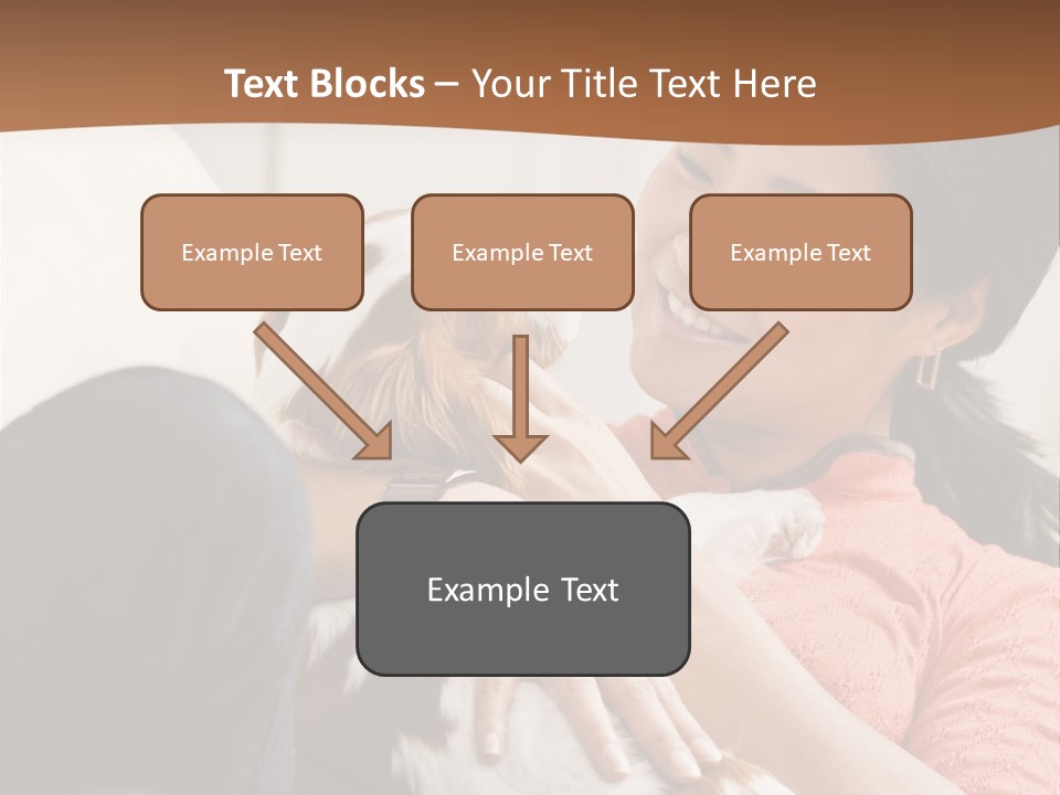 Smiling Asian Woman With Puppy On Her Lap. Square. PowerPoint Template