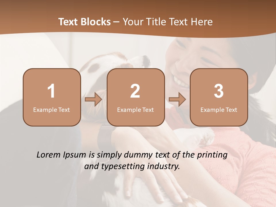 Smiling Asian Woman With Puppy On Her Lap. Square. PowerPoint Template