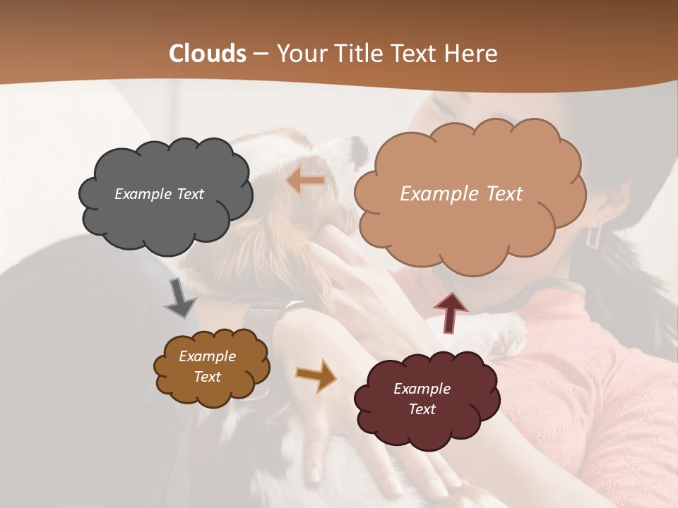 Smiling Asian Woman With Puppy On Her Lap. Square. PowerPoint Template