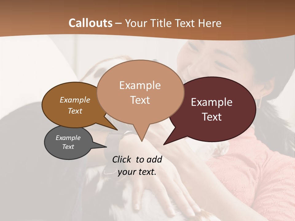 Smiling Asian Woman With Puppy On Her Lap. Square. PowerPoint Template