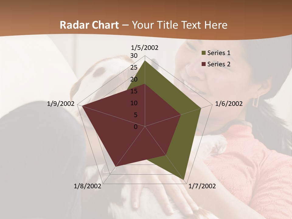 Smiling Asian Woman With Puppy On Her Lap. Square. PowerPoint Template