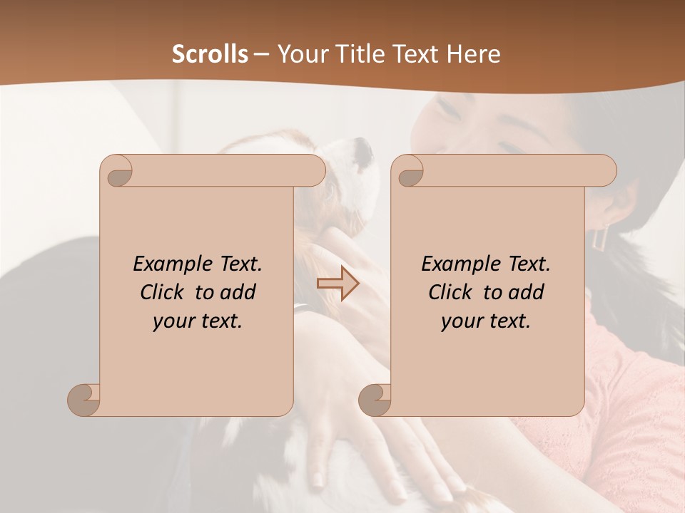 Smiling Asian Woman With Puppy On Her Lap. Square. PowerPoint Template