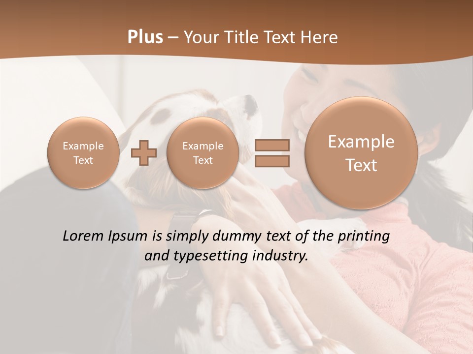 Smiling Asian Woman With Puppy On Her Lap. Square. PowerPoint Template