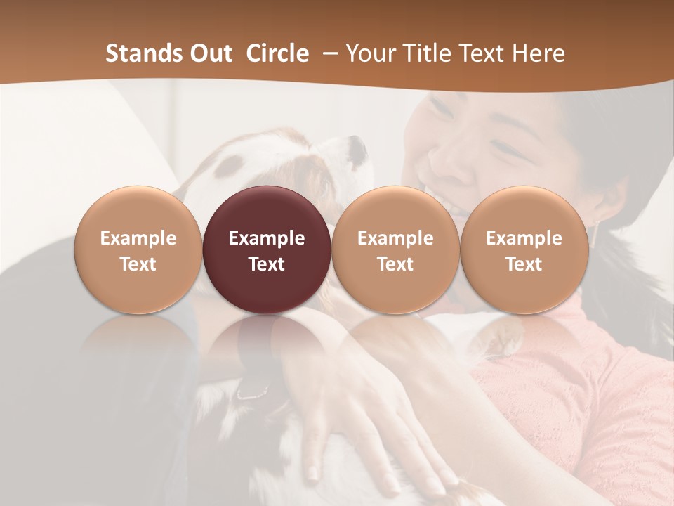 Smiling Asian Woman With Puppy On Her Lap. Square. PowerPoint Template