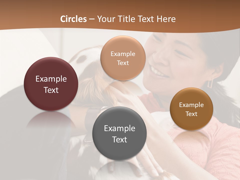 Smiling Asian Woman With Puppy On Her Lap. Square. PowerPoint Template