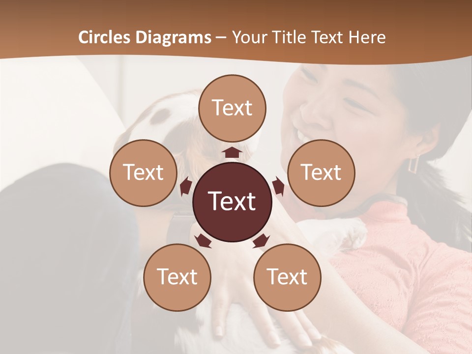 Smiling Asian Woman With Puppy On Her Lap. Square. PowerPoint Template