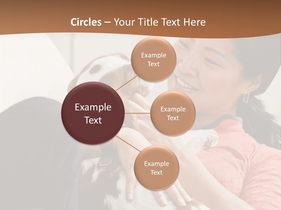 Smiling Asian Woman With Puppy On Her Lap. Square. PowerPoint Template