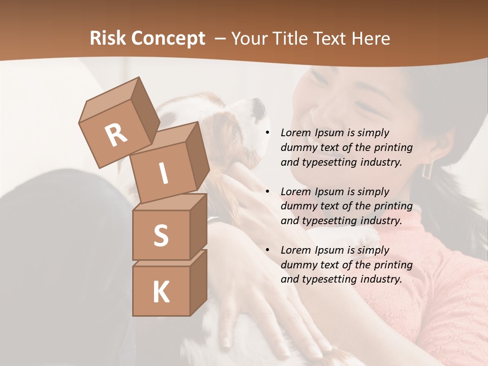 Smiling Asian Woman With Puppy On Her Lap. Square. PowerPoint Template