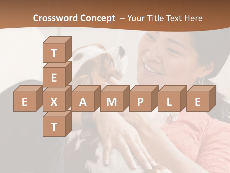 Smiling Asian Woman With Puppy On Her Lap. Square. PowerPoint Template