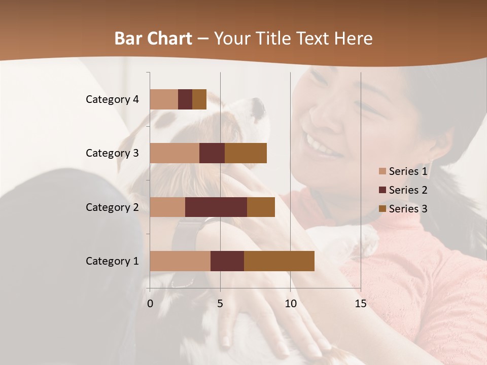 Smiling Asian Woman With Puppy On Her Lap. Square. PowerPoint Template