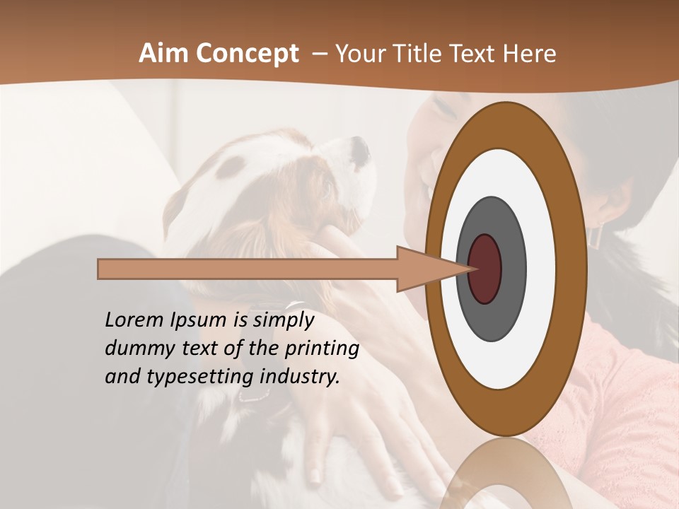 Smiling Asian Woman With Puppy On Her Lap. Square. PowerPoint Template