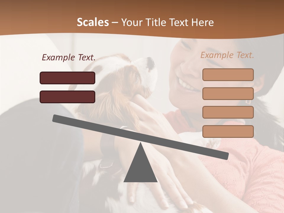 Smiling Asian Woman With Puppy On Her Lap. Square. PowerPoint Template