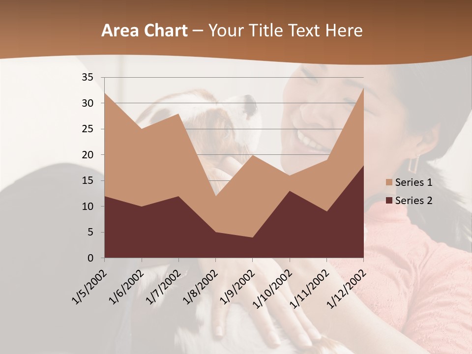 Smiling Asian Woman With Puppy On Her Lap. Square. PowerPoint Template