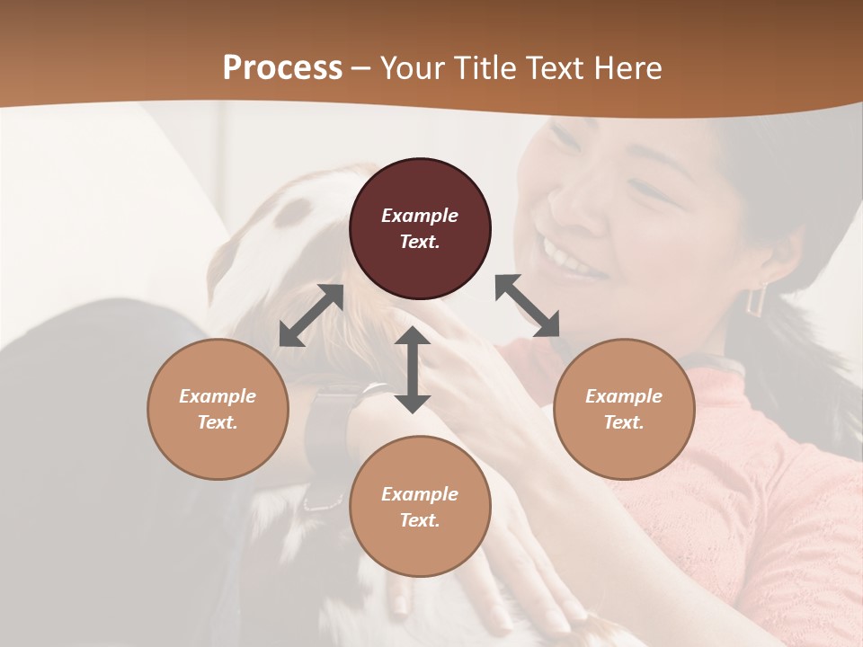 Smiling Asian Woman With Puppy On Her Lap. Square. PowerPoint Template