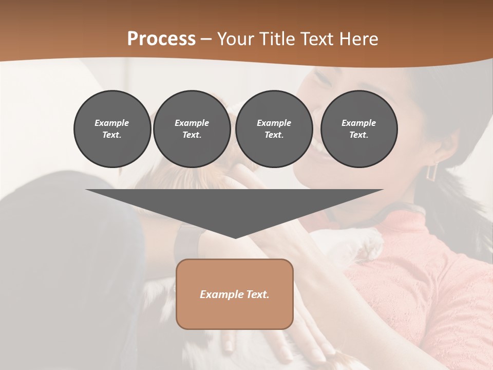 Smiling Asian Woman With Puppy On Her Lap. Square. PowerPoint Template