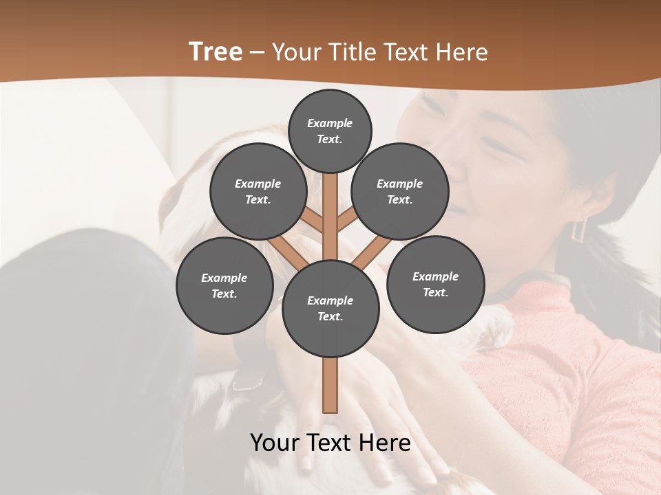 Smiling Asian Woman With Puppy On Her Lap. Square. PowerPoint Template