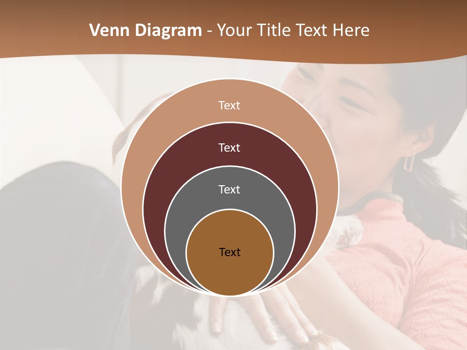 Smiling Asian Woman With Puppy On Her Lap. Square. PowerPoint Template
