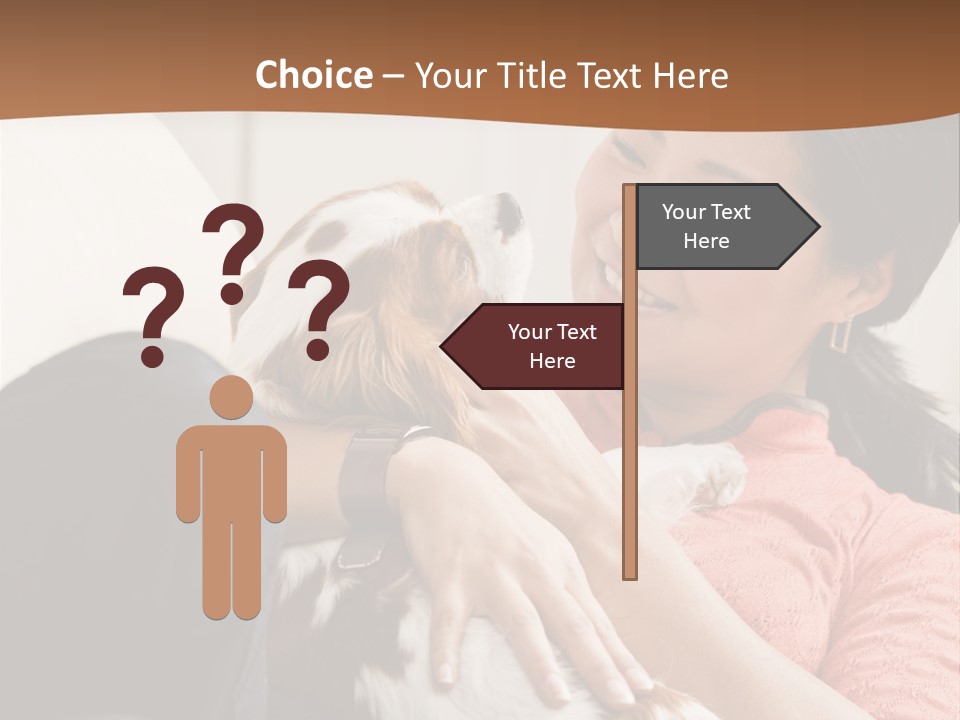 Smiling Asian Woman With Puppy On Her Lap. Square. PowerPoint Template