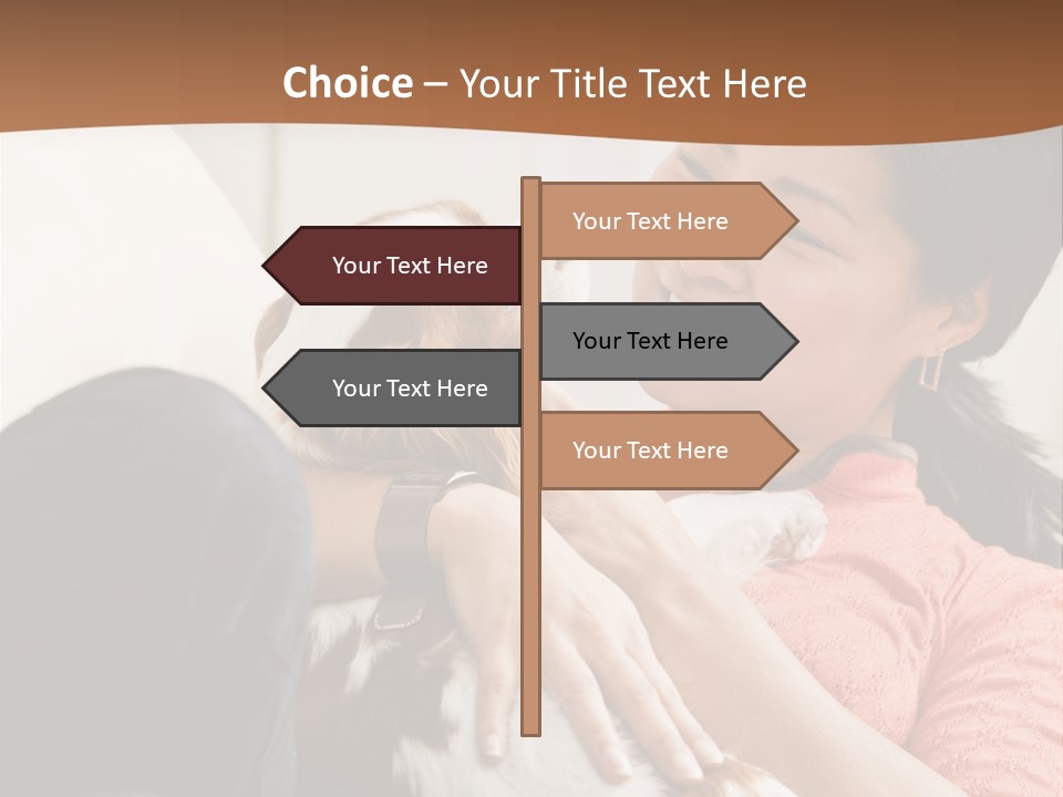 Smiling Asian Woman With Puppy On Her Lap. Square. PowerPoint Template