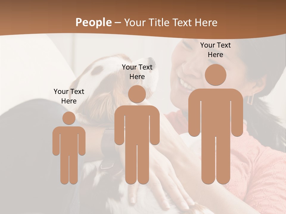 Smiling Asian Woman With Puppy On Her Lap. Square. PowerPoint Template