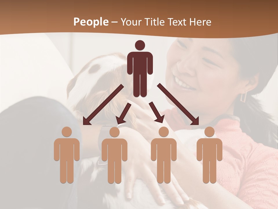 Smiling Asian Woman With Puppy On Her Lap. Square. PowerPoint Template