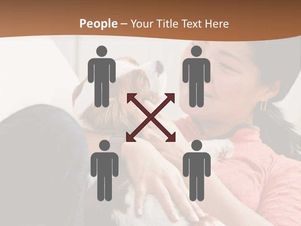 Smiling Asian Woman With Puppy On Her Lap. Square. PowerPoint Template