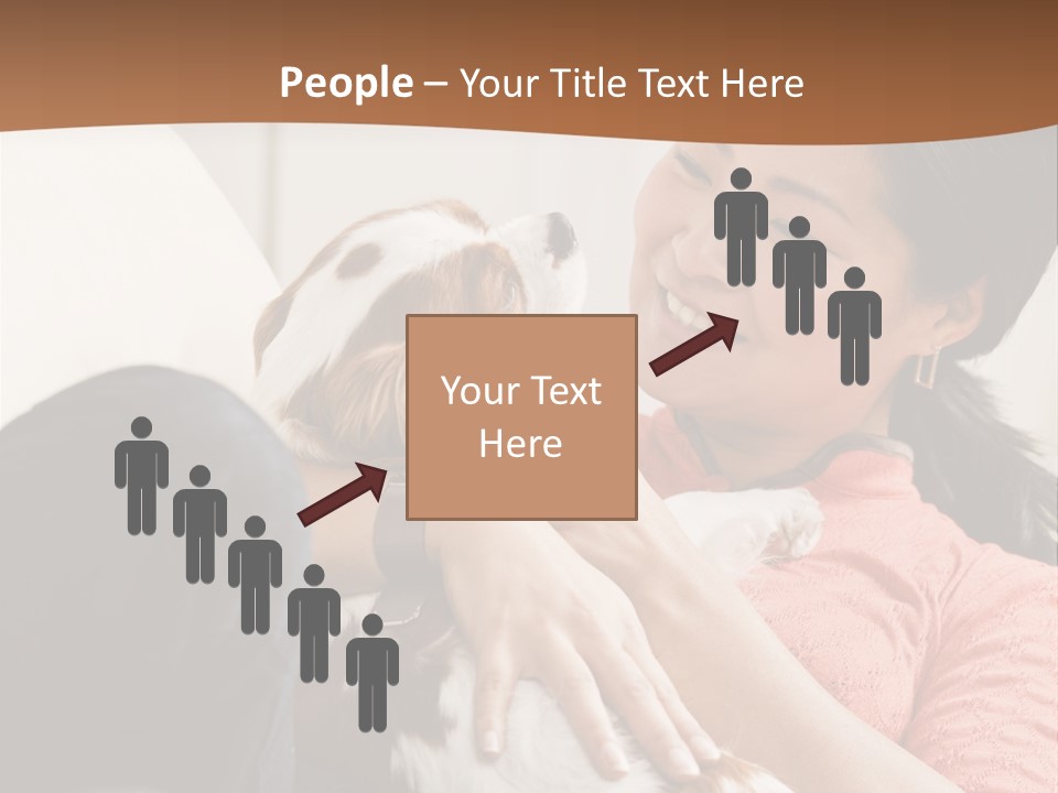 Smiling Asian Woman With Puppy On Her Lap. Square. PowerPoint Template