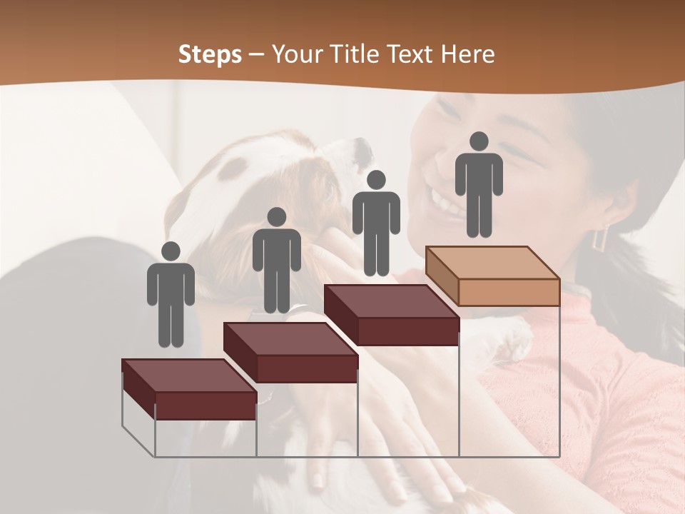 Smiling Asian Woman With Puppy On Her Lap. Square. PowerPoint Template