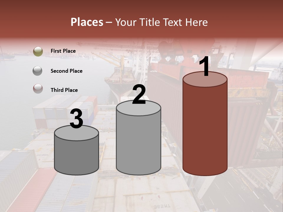 Crane Lowering Container To Stack Of Containers PowerPoint Template