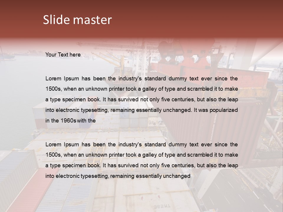 Crane Lowering Container To Stack Of Containers PowerPoint Template