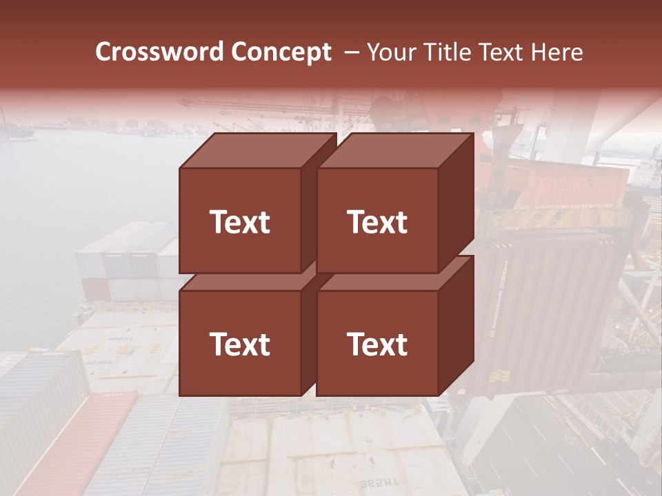 Crane Lowering Container To Stack Of Containers PowerPoint Template