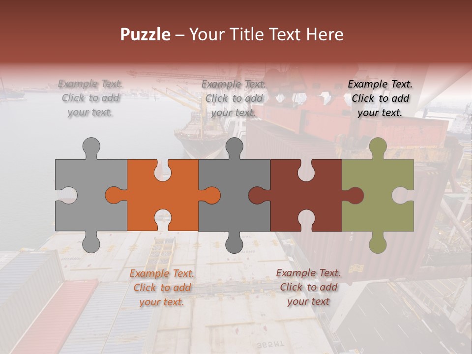 Crane Lowering Container To Stack Of Containers PowerPoint Template