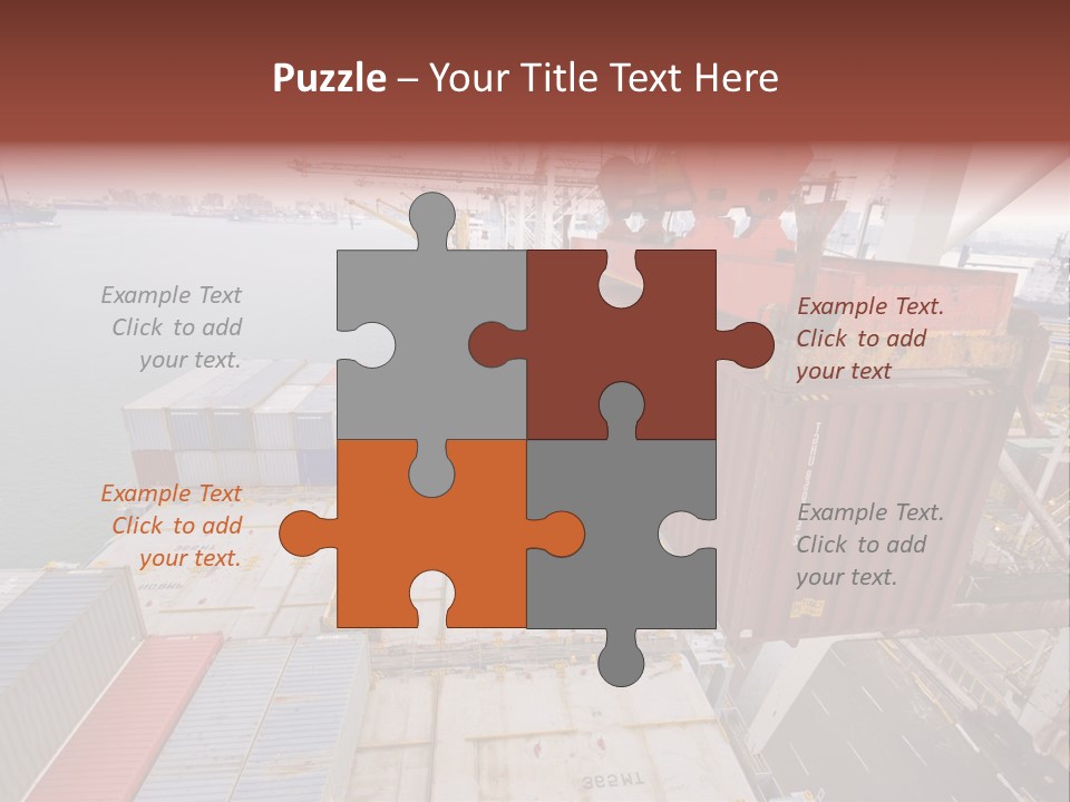 Crane Lowering Container To Stack Of Containers PowerPoint Template
