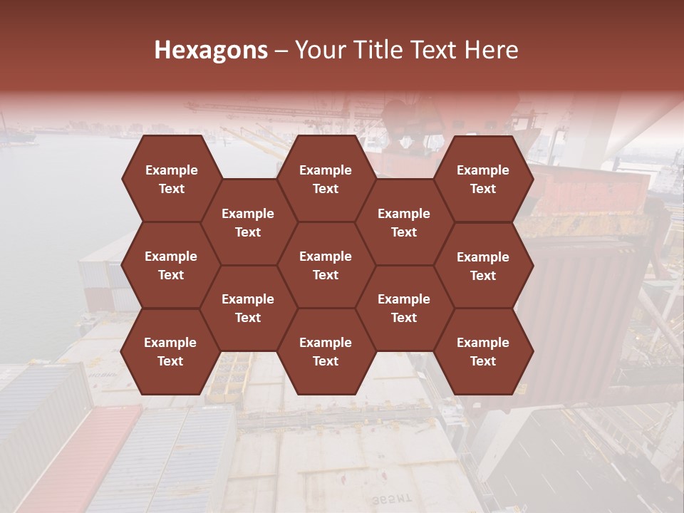 Crane Lowering Container To Stack Of Containers PowerPoint Template